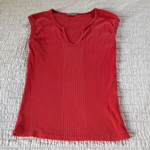 J. Crew Red Ribbed V-Neck Tank